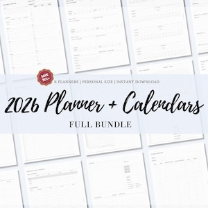 2026 Personal Planner Bundle, Ultimate Printable Inserts — Weekly, Daily & Monthly + Free Bonus, Minimalist, Refill Pages, Instant Download