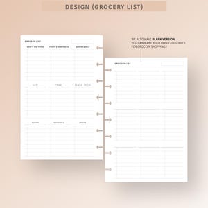 Meal Planner With Grocery List Printable HP Mini Inserts, Weekly Food ...