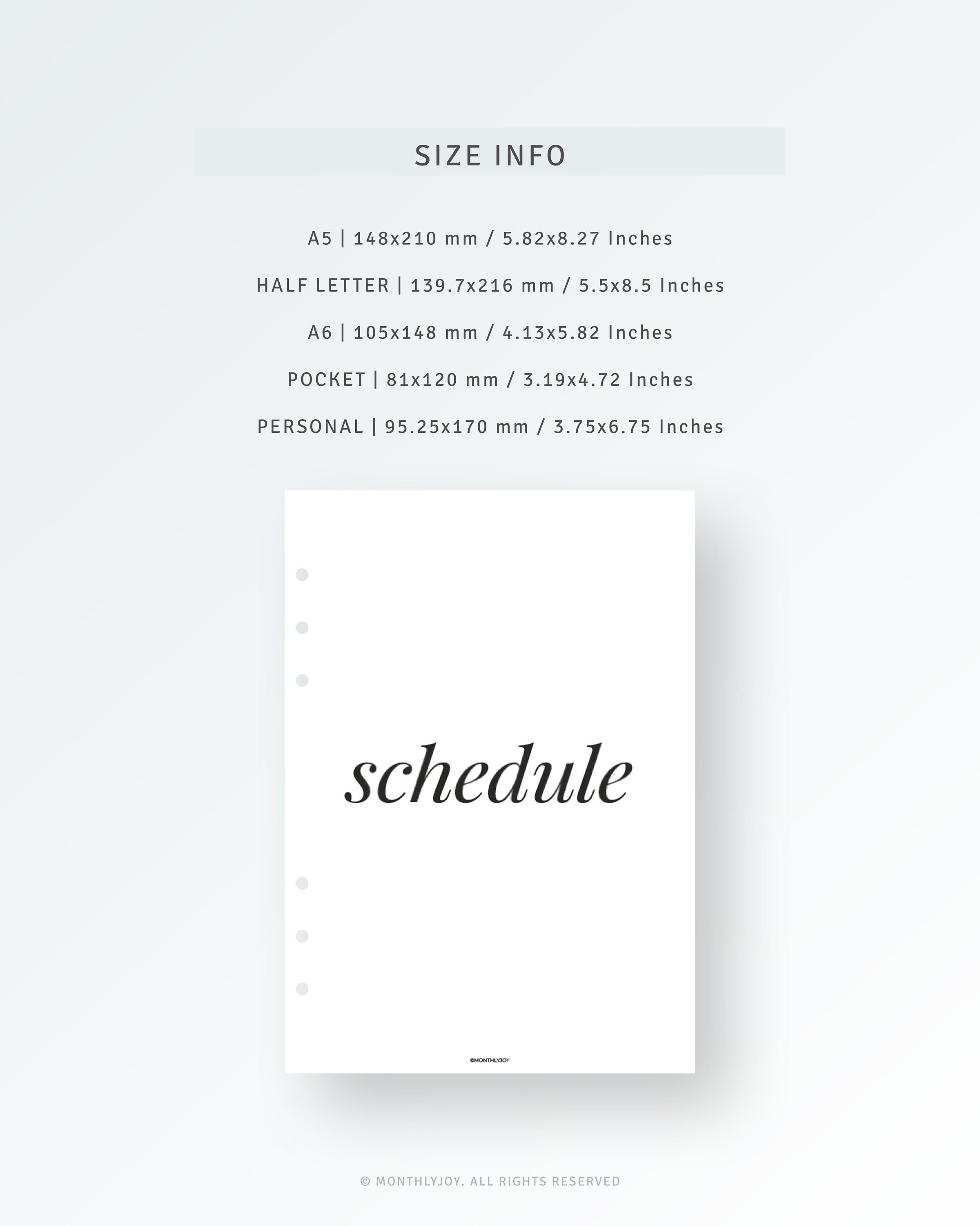 Planner Dashboards Printable Inserts | A5, Half Letter, Pocket ...