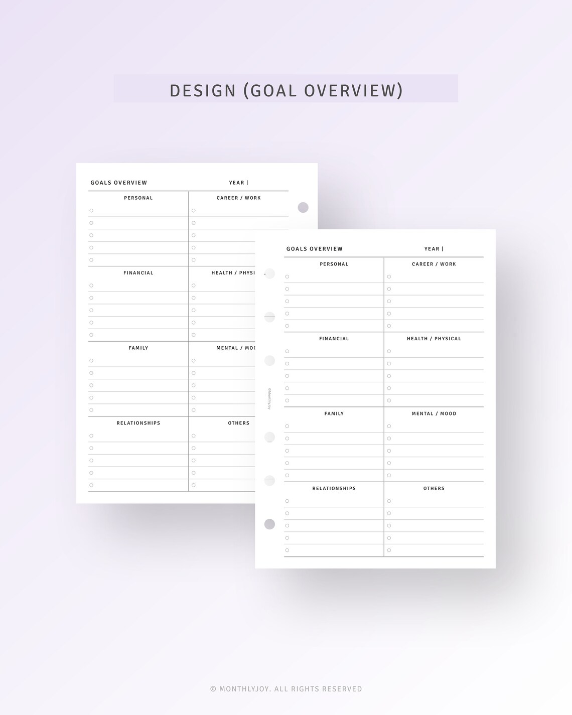 Goal Planner Printable A6 Ring Inserts, Life Goal Setting Template ...