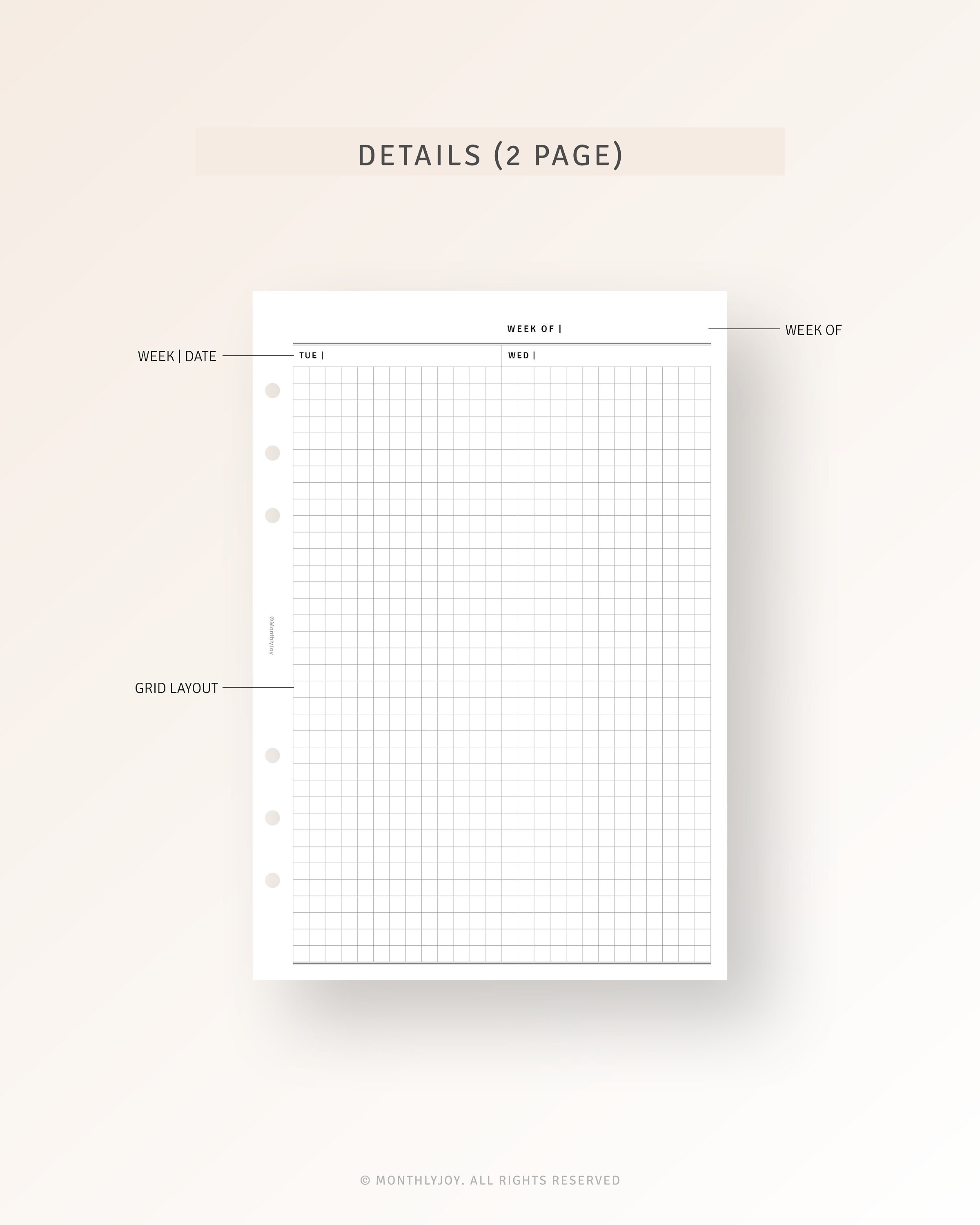 A5 Inserts Week on 4 Pages Printable Weekly Planner PDF - Etsy