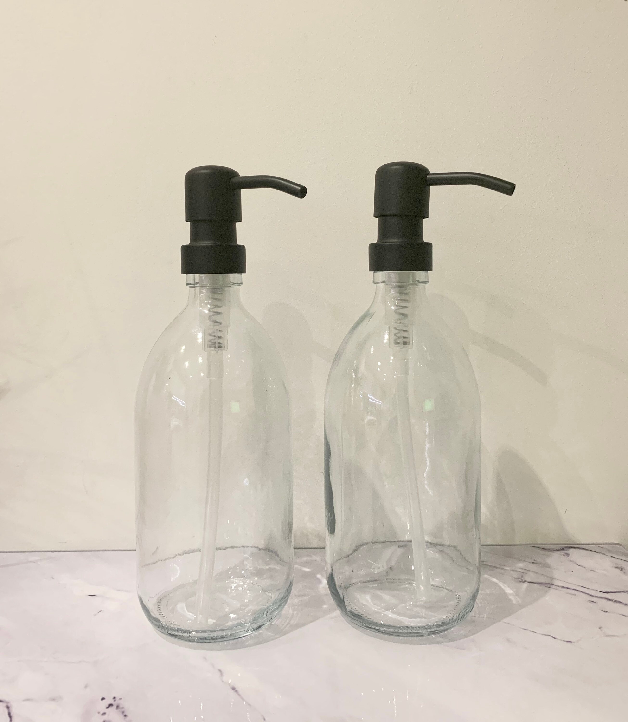 Smokey Grey GLASS Pump Bottle Dispenser Black Reusable Etsy UK