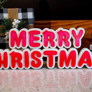 Merry Christmas Stl File Digital Download - Holiday - Decor - Freestanding - 3D