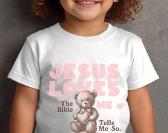 Camiseta para niño "Jesús me ama": Camiseta cristiana con versículo bíblico
