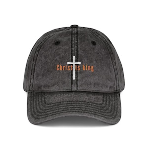 Christus ist König, Vintage gestickte Kappe - Glaube inspiriertes Geschenk, christlicher Hut, stilvolle Kopfbedeckung, lässige religiöse Kleidung, Accessoire für den Alltag