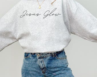 Jesus Glow Crewneck Sweatshirt, Inspirational Christian Apparel