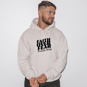 Faith over Fear Christian Hoodie, Religious Sweatshirt, Minimalist Pullover, Unisex Christian Gift, Inspirational Hooded Jumper