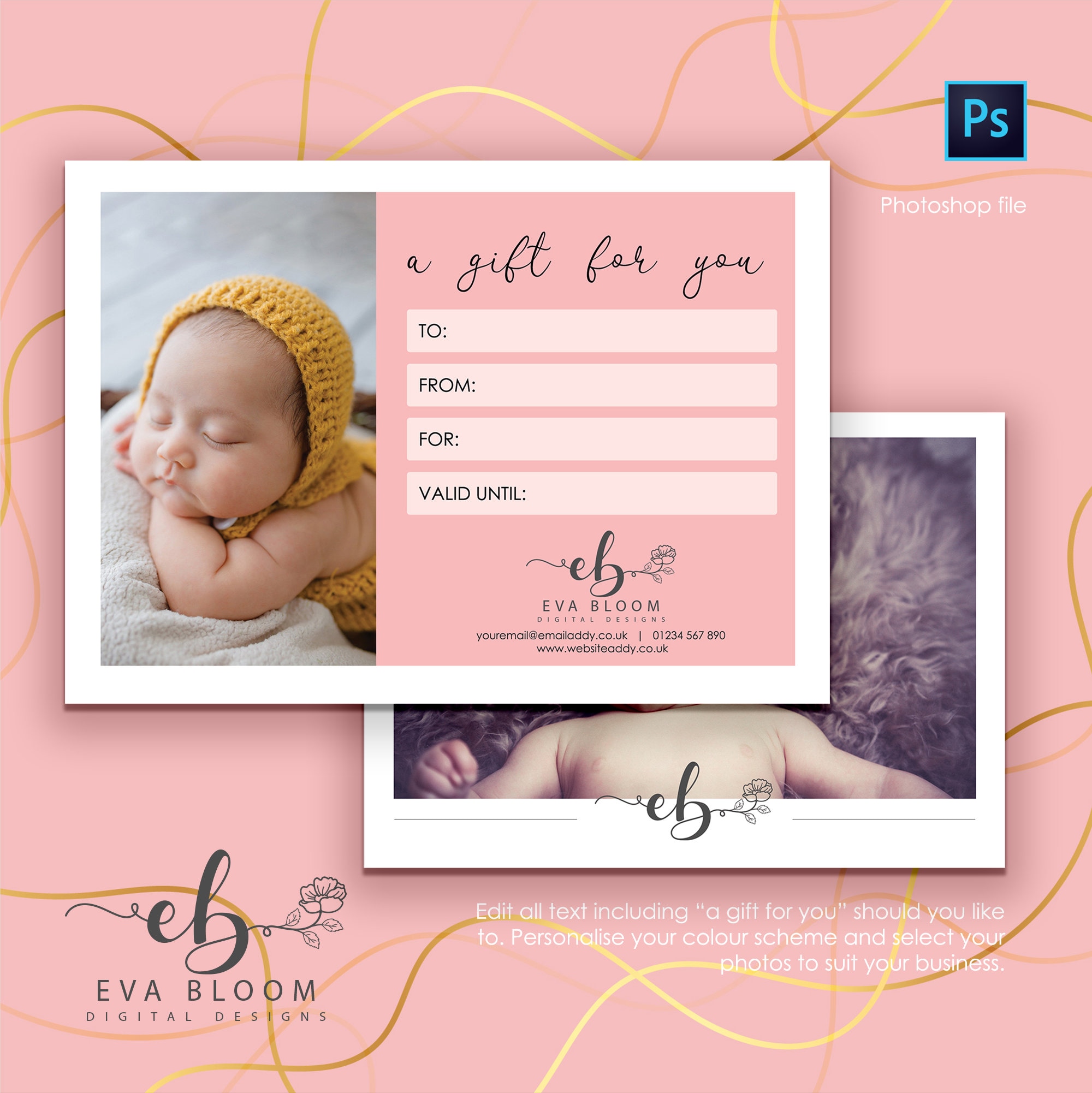 Newborn & Baby Gift Certificate Template A5 Photo Gift Card Etsy