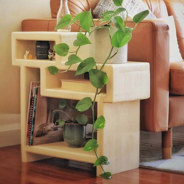 2 ft tall - Luxury Side table -Real wood end table - plant stand- small book shelf - Single or Set of 2 - made from Real wood