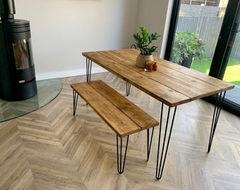 Dining Table Hairpin legs. Industrial Style. Rustic. Scandinavian.