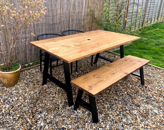 Table à manger et banc de jardin Cadre en A Rustique - Etsy Canada