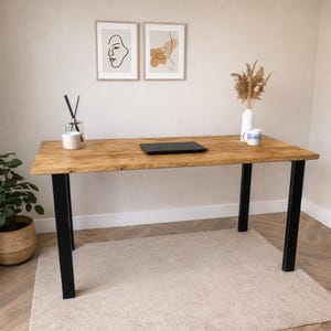 Reclaimed wood Desk with steel straight legs