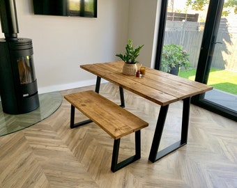 Dining Table. Trapezium Steel Legs . Rustic. Industrial Style. Scandinavian.