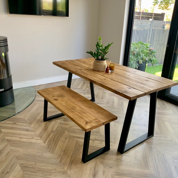 Dining Table. Trapezium Steel Legs . Rustic. Industrial Style. Scandinavian.