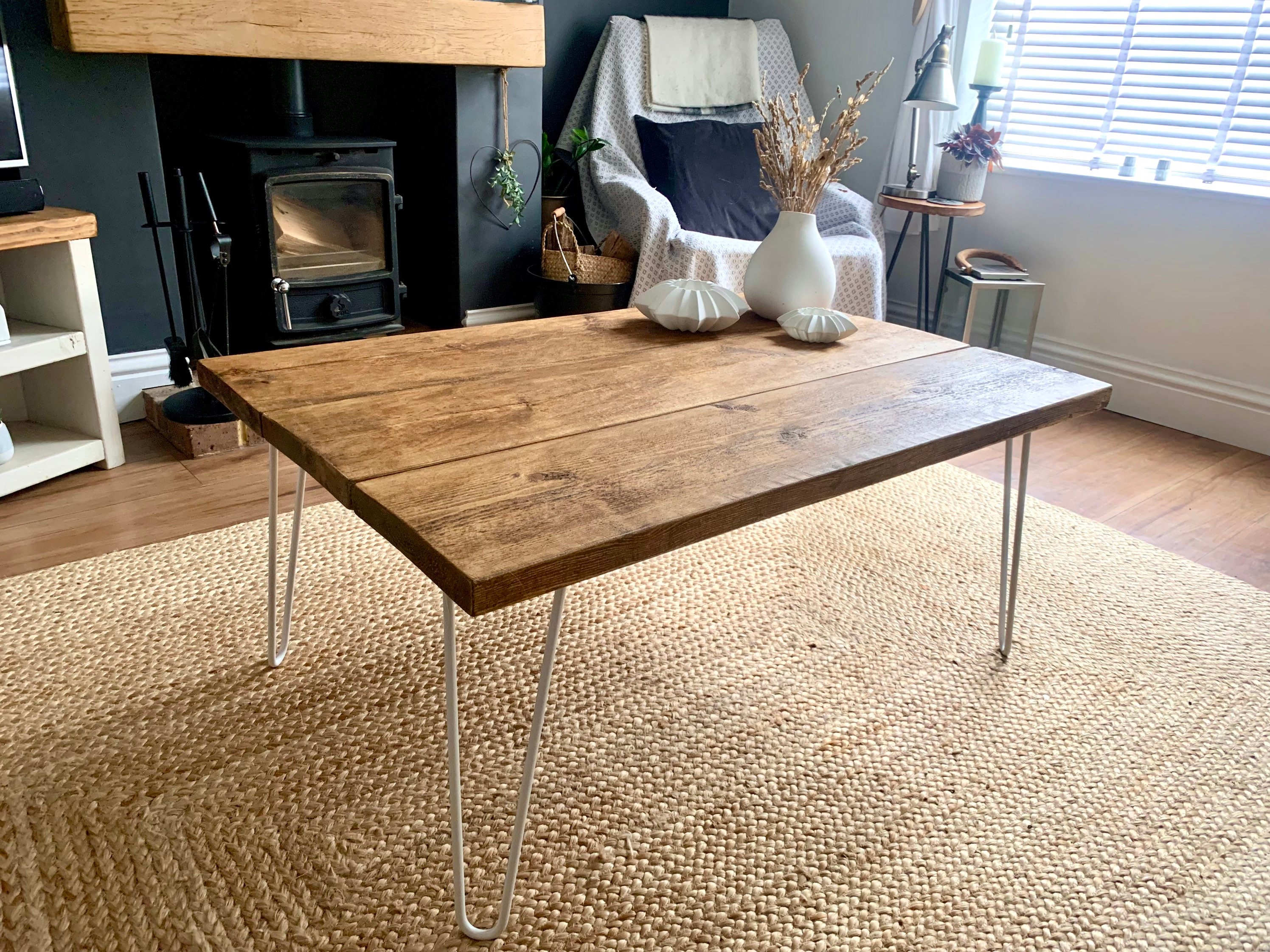 White coffee table hairpin legs discount