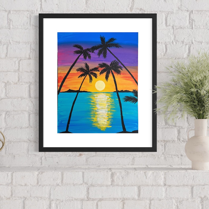 Sunset Acrylic Painting on Canvas Panel, Original Art Etsy