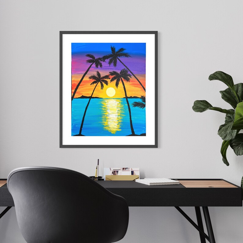 Sunset Acrylic Painting on Canvas Panel, Original Art Etsy