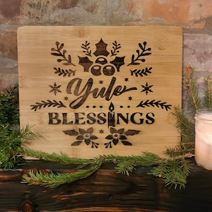 Yule Engraved Bamboo Chopping Board | Holiday Serving Board | yule Kitchen Gift | Eco-Friendly Festive Cutting Board