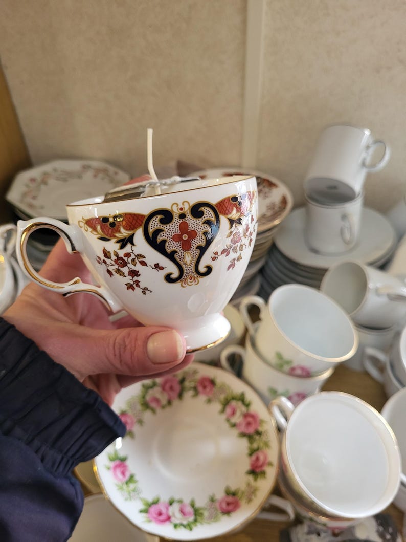 Handmade Teacup Candles | Natural Soy Wax | Various Scents | Upcycled Vintage Teacups | Eco-Friendly Gift image 6