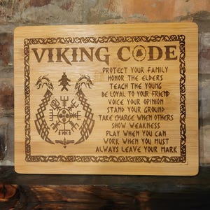 Viking Code Wall Art – Norse Decor – Laser Engraved Viking Gift