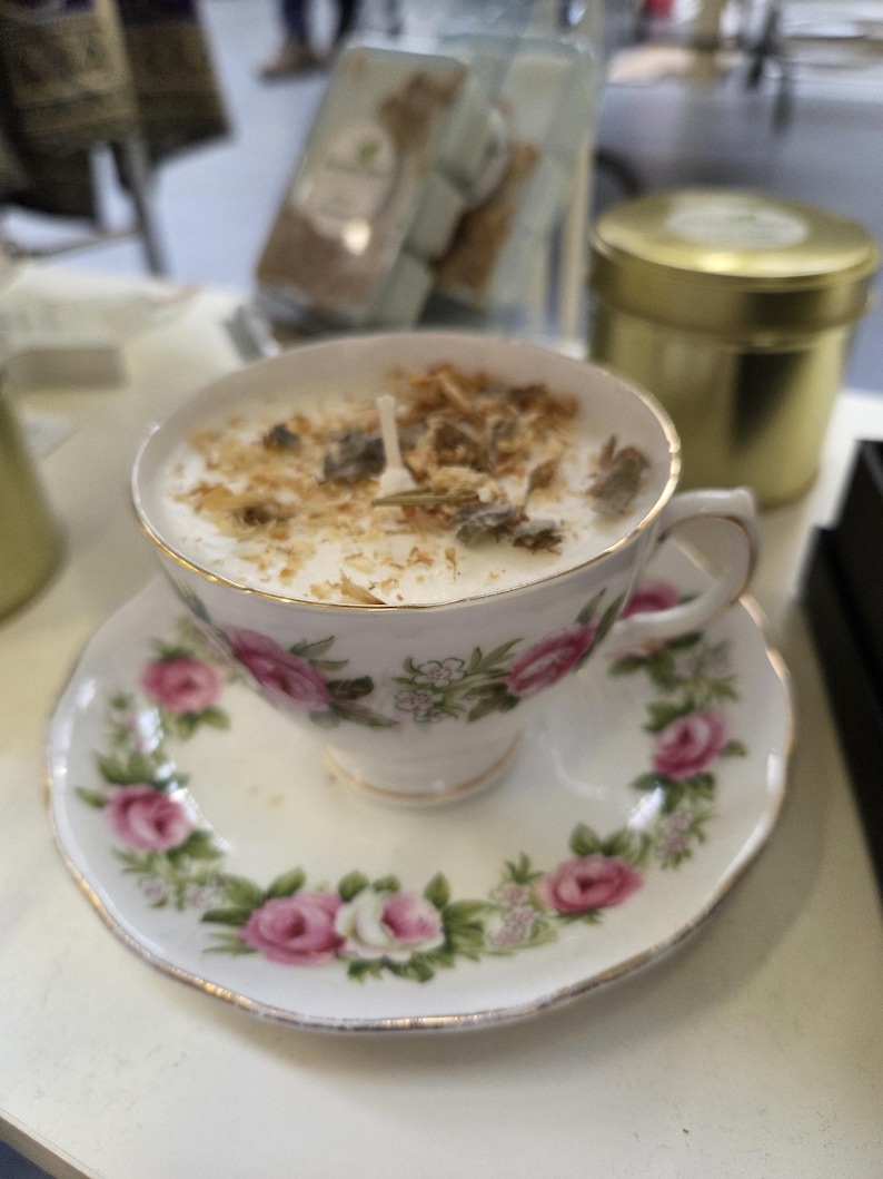 Handmade Teacup Candles | Natural Soy Wax | Various Scents | Upcycled Vintage Teacups | Eco-Friendly Gift image 16