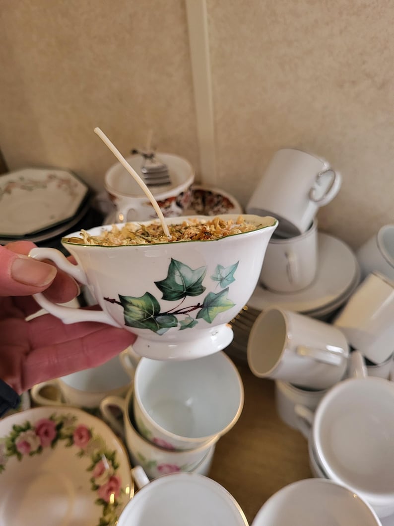 Handmade Teacup Candles | Natural Soy Wax | Various Scents | Upcycled Vintage Teacups | Eco-Friendly Gift image 5