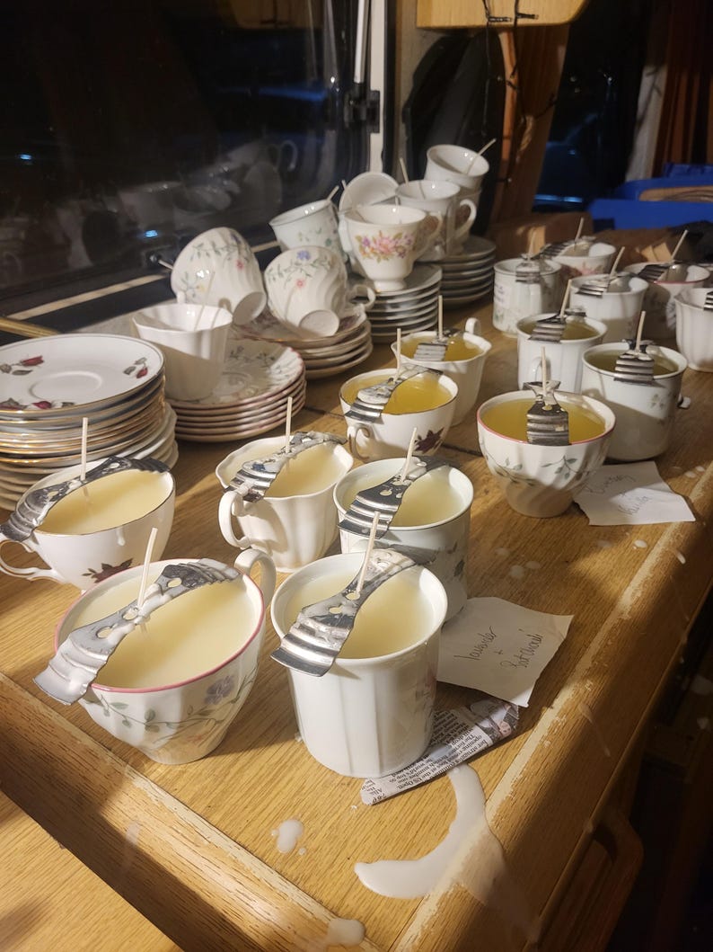 Handmade Teacup Candles | Natural Soy Wax | Various Scents | Upcycled Vintage Teacups | Eco-Friendly Gift image 13