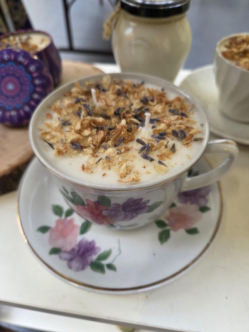 Handmade Teacup Candles | Natural Soy Wax | Various Scents | Upcycled Vintage Teacups | Eco-Friendly Gift image 14