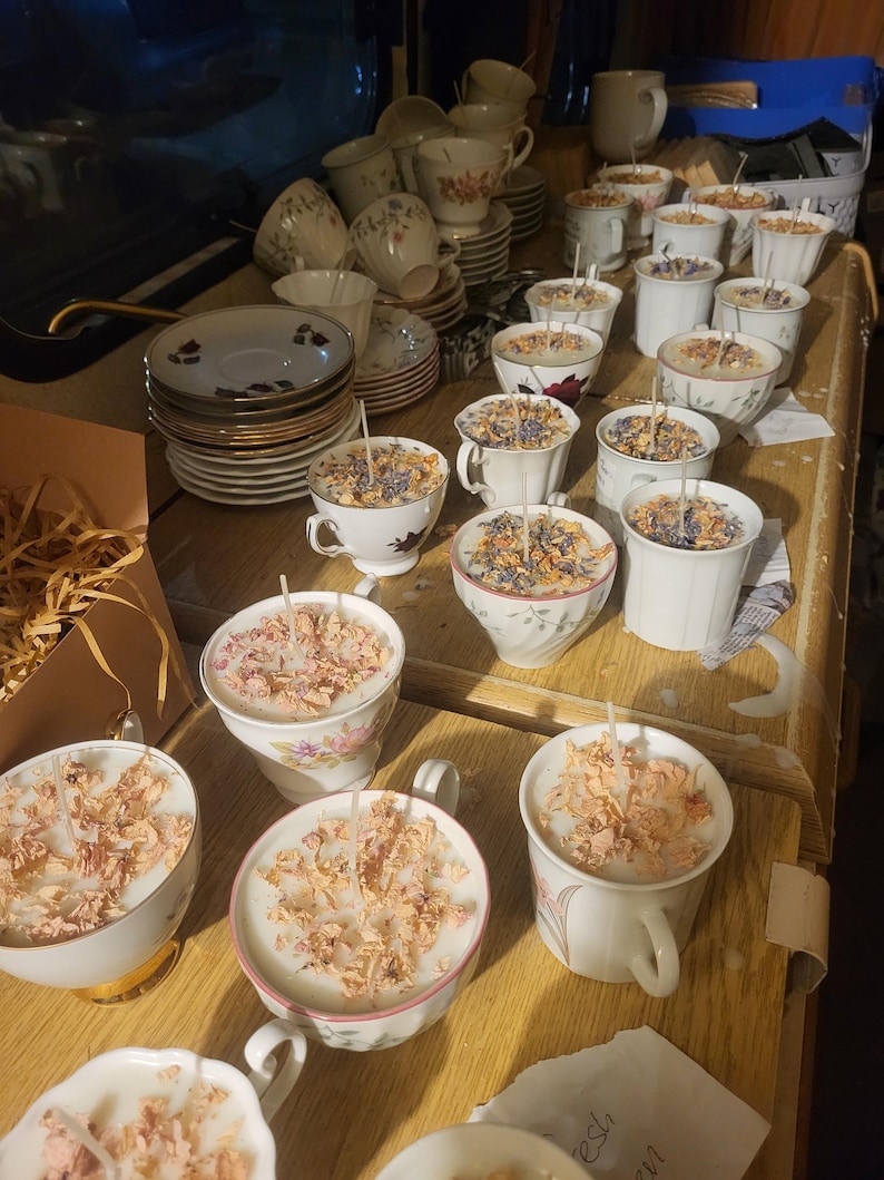 Handmade Teacup Candles | Natural Soy Wax | Various Scents | Upcycled Vintage Teacups | Eco-Friendly Gift image 12