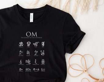 T-shirt symboles de l'OM | Chemise Om | T-shirt méditatif | Chemise Mindful | Vêtements pleine conscience | Chemise de yoga | Chemise de méditation | Des cadeaux de yoga zen