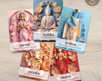 Yoga Gods & Goddesses Flashcards: Buddhist and Hindu Deity Learning Tool (15-Card Printable Deck)