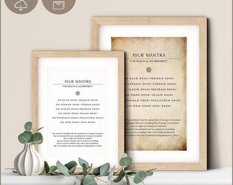 Ayur Mantra Art Print: Health & Nourishment Prayer, Home and Yoga Studio Decor (Digital Download)