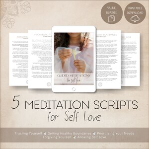 Scripts de méditation guidée pour prendre soin de soi | Exercices de méditation | Cours de yoga | Exercice de respiration profonde | Cartes de méditation guidée