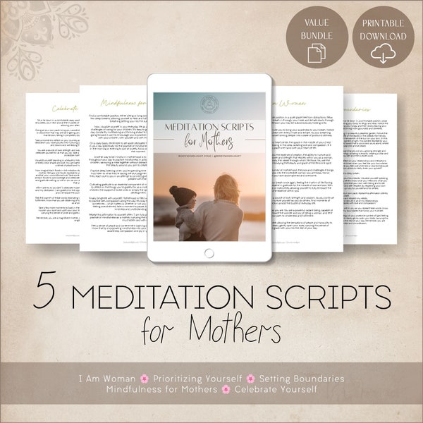 Meditation Scripts for Mothers | Mother's Day Meditative Exercises | Deep Breathing Exercise | Guided  Meditation Cards | Mental Health Aids