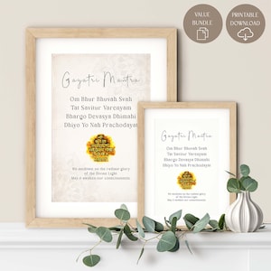 Gayatri Mantra with English Translation Wall Art | Sanskrit Meditate Mantra | Meditative Poster | Sanskrit Decoration | Home Yoga Studio