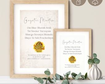 Gayatri Mantra Art Print: Sanskrit Meditation Printable Poster (Digital Download)