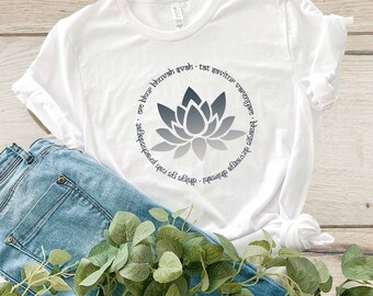 Gayatri Mantra Shirt with Lotus | Sanskrit Mantra Shirt | Meditative Clothes | Zen Mindfulness Clothes | Mindful Meditation & Yoga Presents