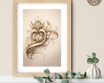 Balinese Om Symbol Art Print: Meditation & Yoga Home Studio Decor (Digital Download)