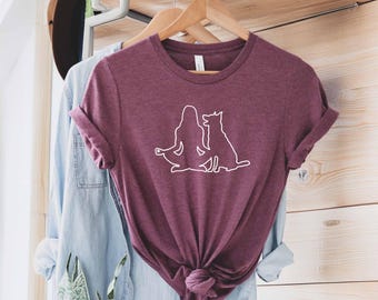 Dog Yoga Shirt: Meditative Line Art Tee, Spiritual Dog Mom Gift