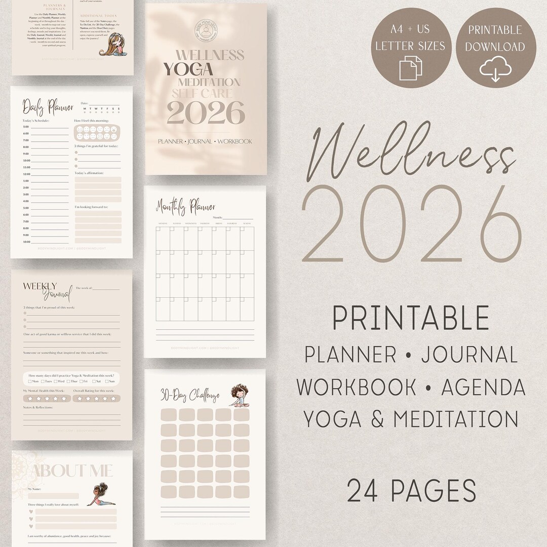 2026 Yoga, Meditation and Wellness Planner: Self-care Journal, Mood Tracker, Personal Agenda ...