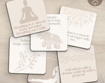 30 Yoga Affirmation Cards: Boho Zen Mantras (Printable PDF)