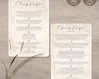 Opening & Closing Prayer Cards: Yoga Dhyana Slokah and Concluding Sanskrit Mantras (Digital Download)