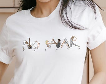 No War Yoga Poses T-Shirt: Meditative Ahimsa Shirt for Peace