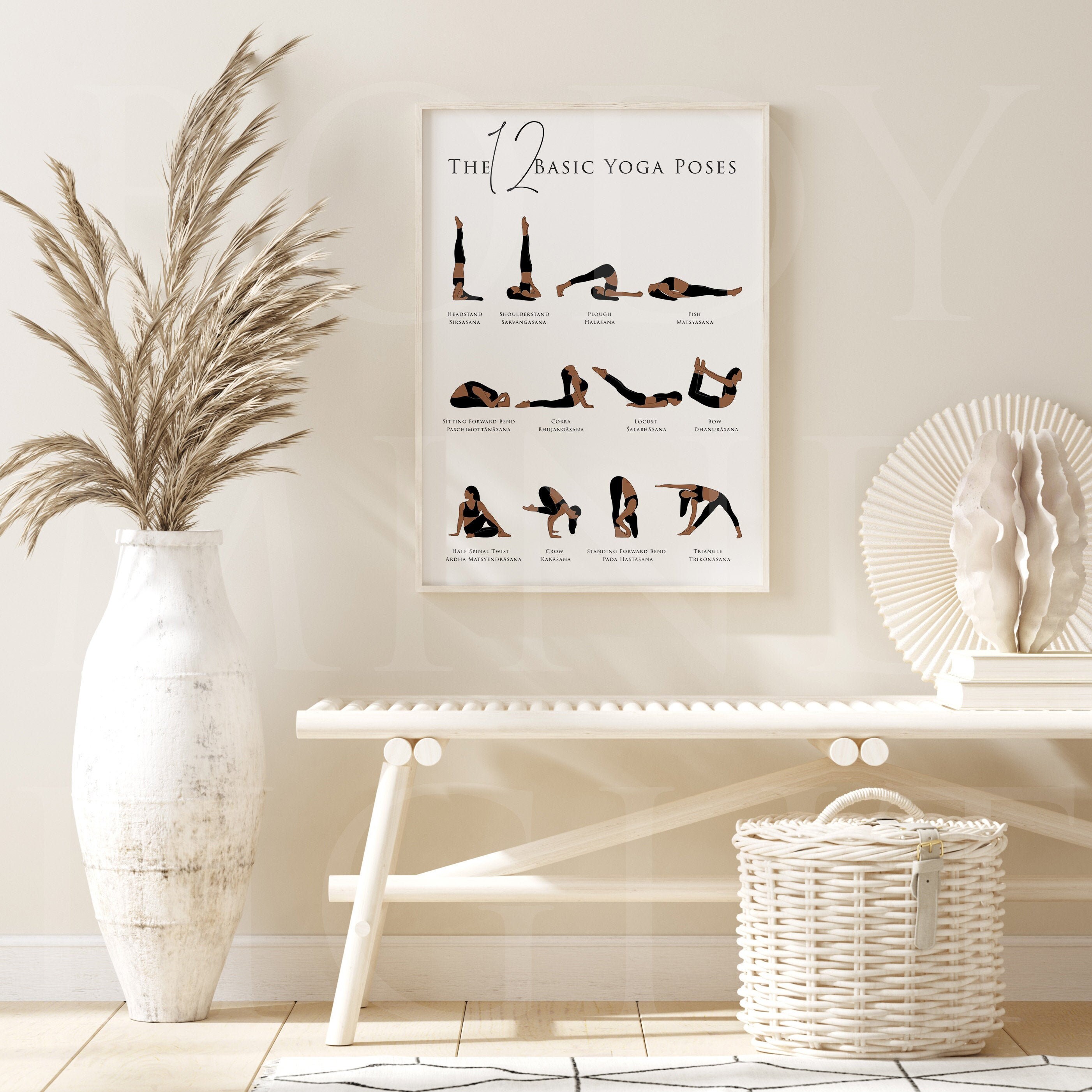 The 12 Basic Yoga Poses in English & Sanskrit With Illustrations Yoga