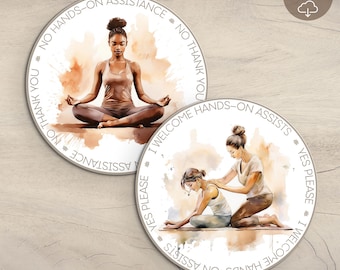 Watercolor Yoga Consent Cards: Yes/No Assist Cards (Digital Download)