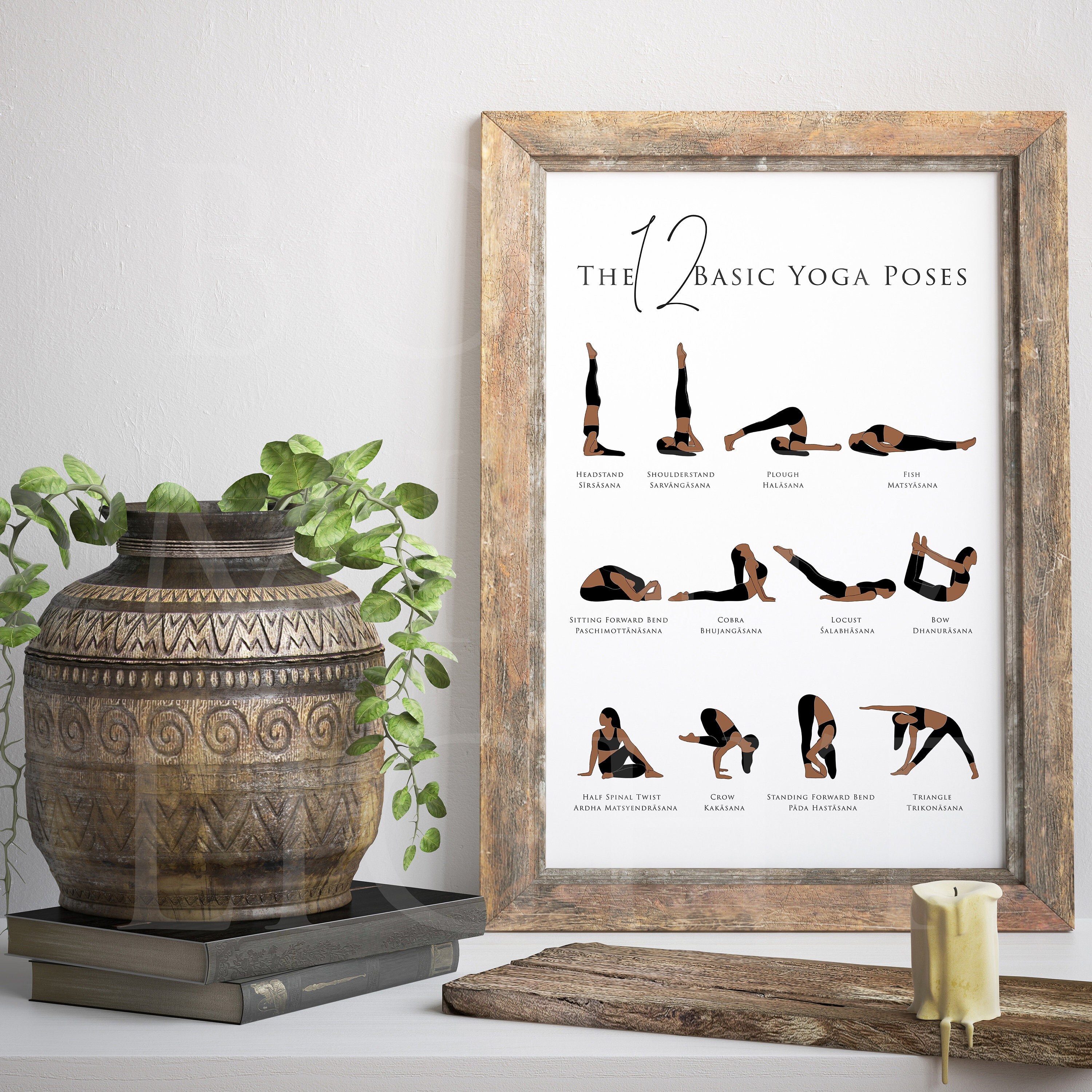 The 12 Basic Yoga Poses in English & Sanskrit With Illustrations Yoga