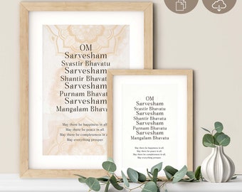 Sarvesham Svastir Bhavatu Mantra Print: Sanskrit Yoga Wall Art (Digital Download)
