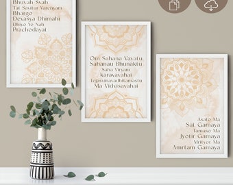 Sanskrit Mantras 3-Piece Wall Art: Yoga Mandala (Digital Download)