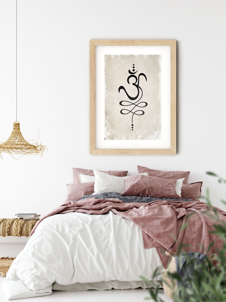 Sanskrit Breathe Om Unalome Art: Meditative Yoga Print (digital ...