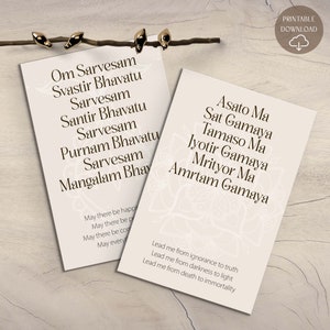 Cartes de mantra sanskrit avec traduction en anglais | Flashcards de mantras | Jeu de cartes Mantra | Yoga, méditation et pleine conscience | Cadeau yoga imprimable